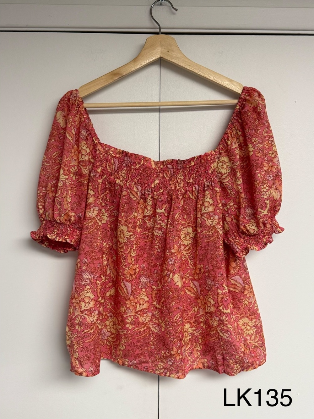 J.Crew Bouquet Block Print Square Neck Puff Sleeve Top L